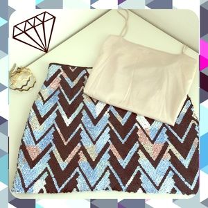 ✨Sparkling✨Sequined Chevron♒️ Mini by Buttons Unique Slim Fit Pink Black Lt Blue